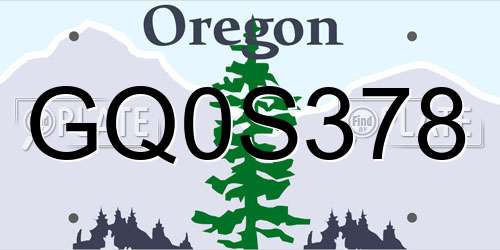 GQ0S378 Oregon License Plate