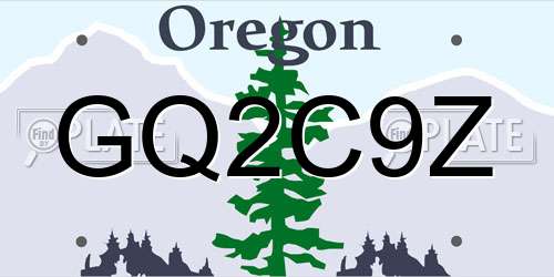 GQ2C9Z Oregon License Plate