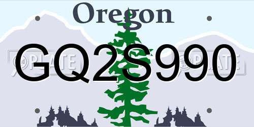 GQ2S990 Oregon License Plate