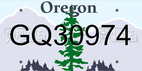 GQ30974 Oregon License Plate