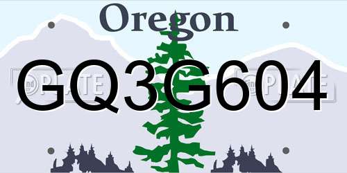 GQ3G604 Oregon License Plate