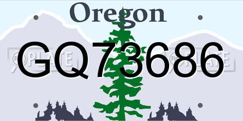GQ73686 Oregon License Plate