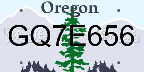 GQ7E656 Oregon License Plate