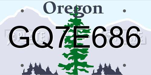GQ7E686 Oregon License Plate