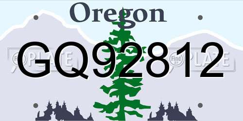 GQ92812 Oregon License Plate