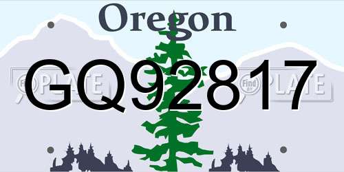 GQ92817 Oregon License Plate