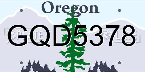 GQD5378 Oregon License Plate