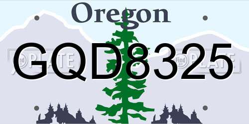 GQD8325 Oregon License Plate
