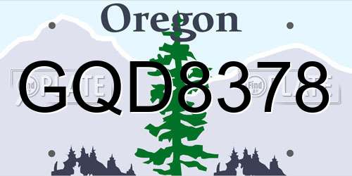 GQD8378 Oregon License Plate