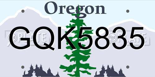 GQK5835 Oregon License Plate