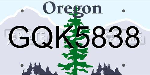 GQK5838 Oregon License Plate