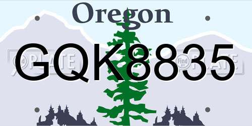 GQK8835 Oregon License Plate