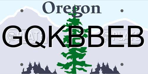 GQKBBEB Oregon License Plate
