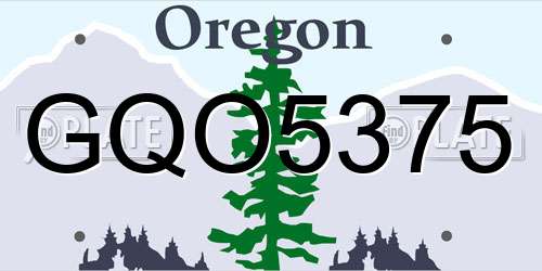 GQO5375 Oregon License Plate