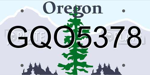 GQO5378 Oregon License Plate