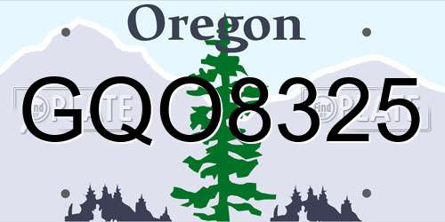 GQO8325 Oregon License Plate