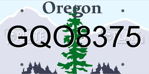 GQO8375 Oregon License Plate