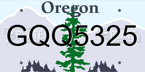 GQQ5325 Oregon License Plate