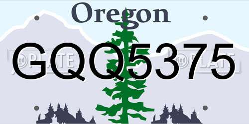 GQQ5375 Oregon License Plate