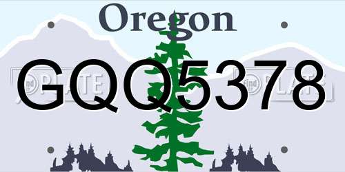 GQQ5378 Oregon License Plate