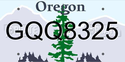 GQQ8325 Oregon License Plate