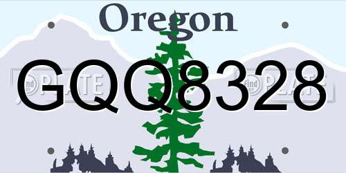 GQQ8328 Oregon License Plate