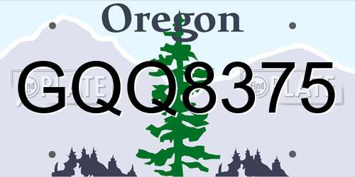 GQQ8375 Oregon License Plate