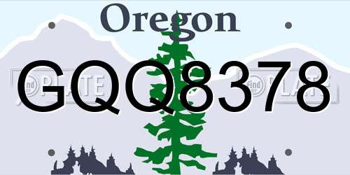 GQQ8378 Oregon License Plate
