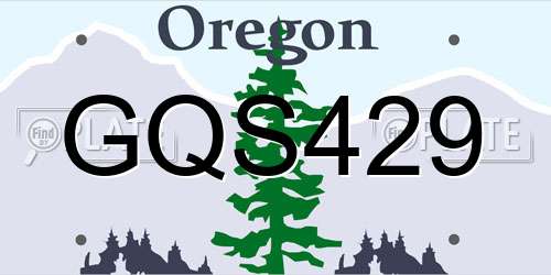 GQS429 Oregon License Plate