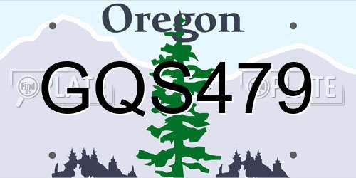 GQS479 Oregon License Plate