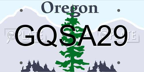 GQSA29 Oregon License Plate