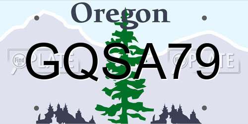 GQSA79 Oregon License Plate