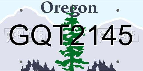 GQT2145 Oregon License Plate