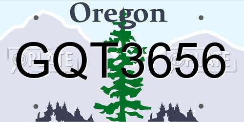 GQT3656 Oregon License Plate