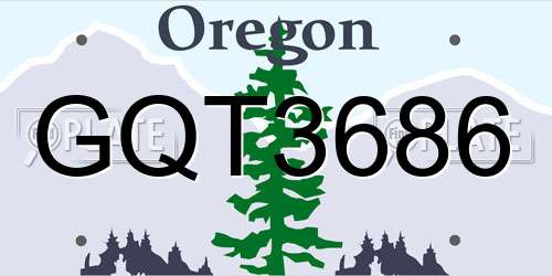 GQT3686 Oregon License Plate