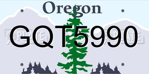 GQT5990 Oregon License Plate
