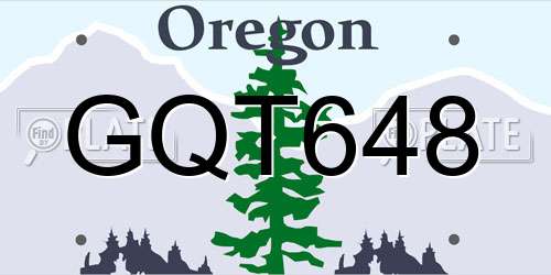 GQT648 Oregon License Plate