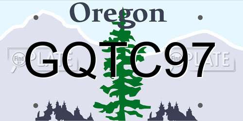 GQTC97 Oregon License Plate