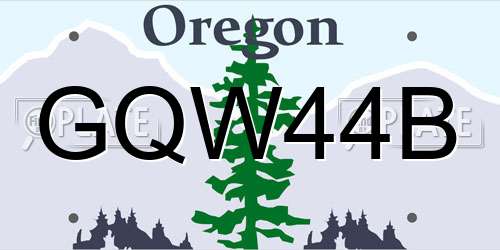 GQW44B Oregon License Plate
