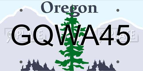 GQWA45 Oregon License Plate