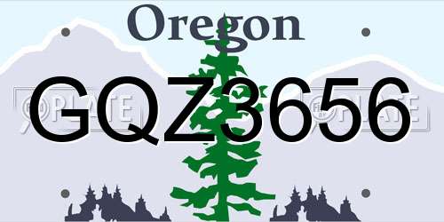 GQZ3656 Oregon License Plate