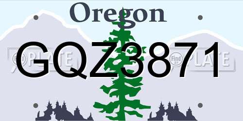 GQZ3871 Oregon License Plate