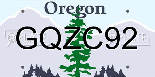 GQZC92 Oregon License Plate