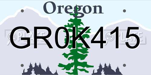 GR0K415 Oregon License Plate