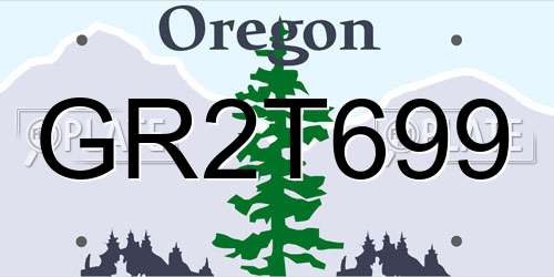 GR2T699 Oregon License Plate