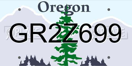 GR2Z699 Oregon License Plate