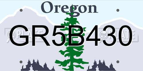 GR5B430 Oregon License Plate