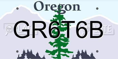 GR6T6B Oregon License Plate