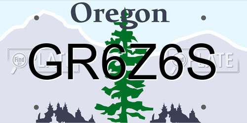 GR6Z6S Oregon License Plate