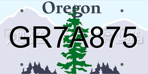 GR7A875 Oregon License Plate